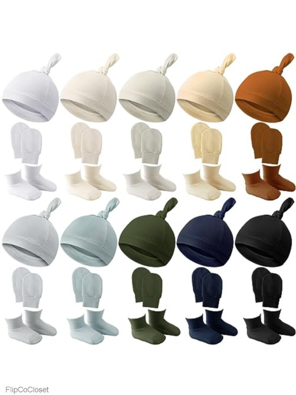 Newborn Baby Socks Hat Mittens Set Cotton 0-6 Months